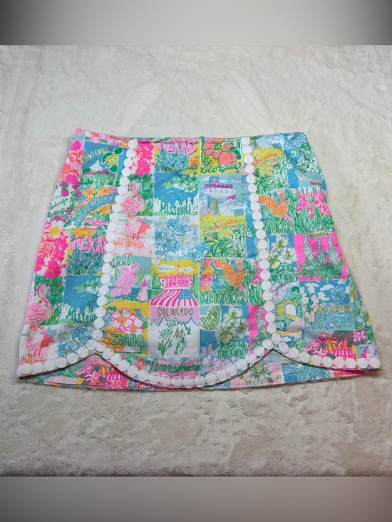 Lilly Pulitzer Dresses & Skirts - Lilly Pulizer Patty Skirt Pop Up State Of Mind Map Women’s Sz 6 (NEW $98)